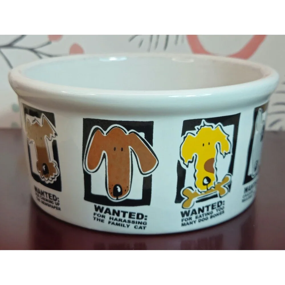 Signature Housewares Mug Shots Stoneware Dog Food Bowl